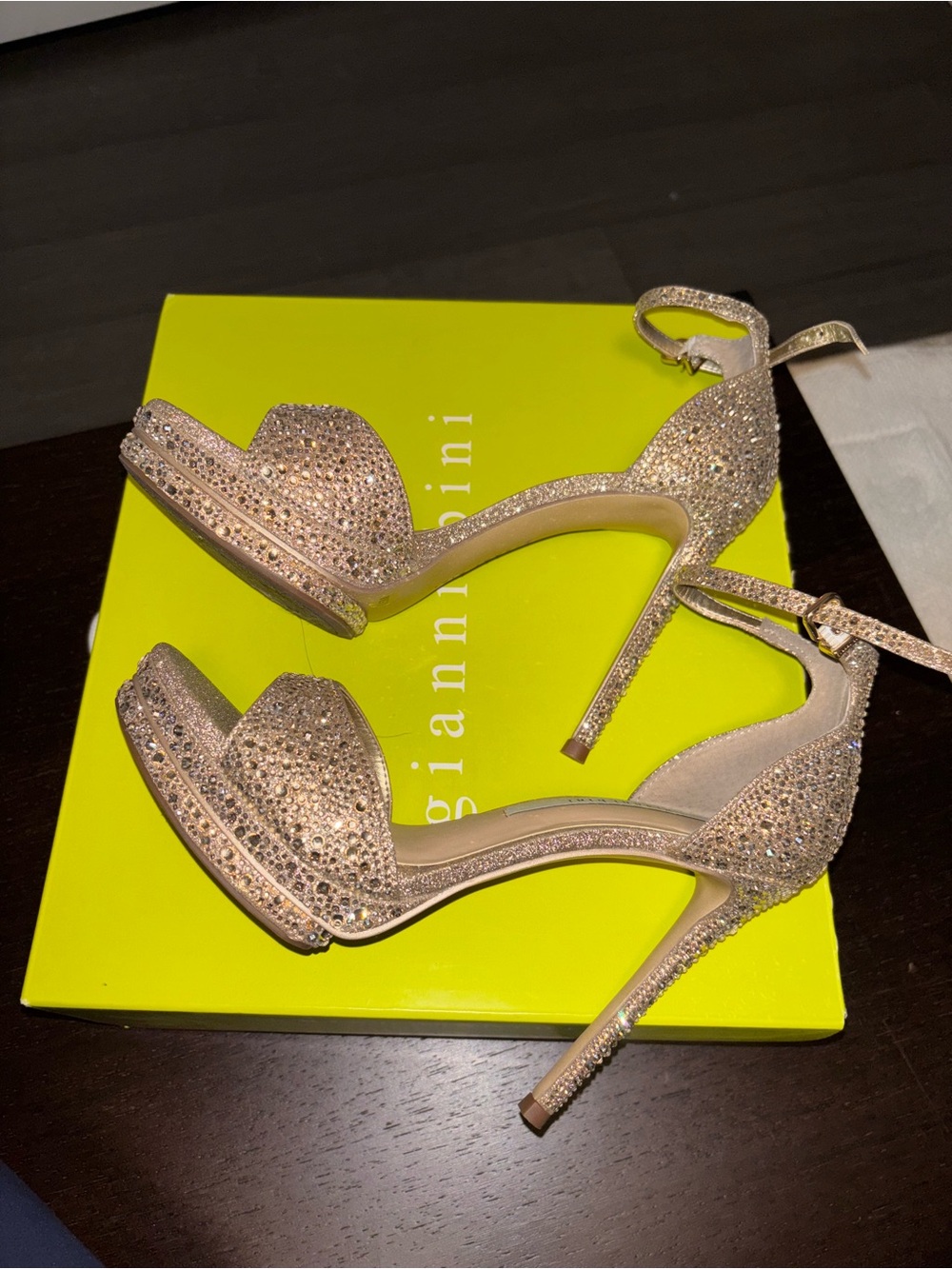 Gianni Bini Silver Rhinestone Platform Ankle-Strap Heels - Picture 4 of 8
